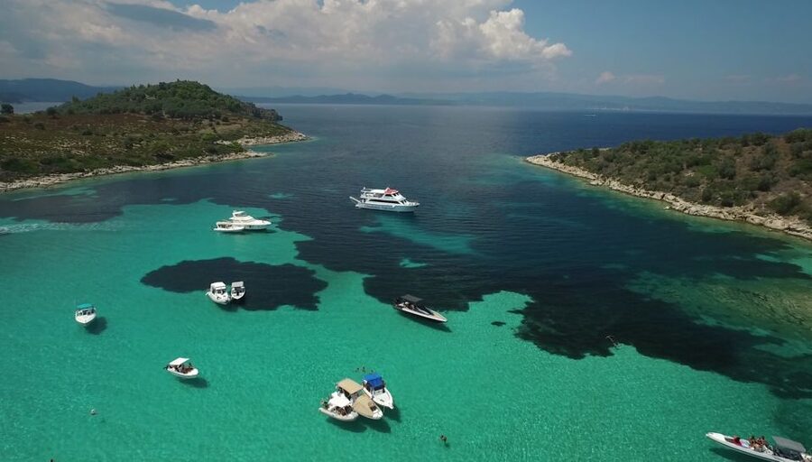 Chalkidiki: Blue Lagoon & Ammouliani Island Cruise & Lunch - Diaporos (Sithonia): The First Swim Stop and the 2-Meter Check