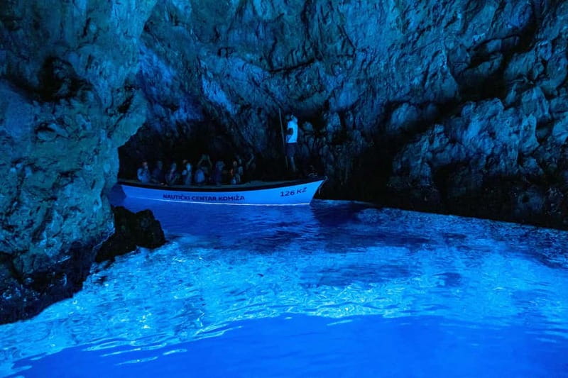 From Milna or Supetar: Magical Blue Cave Island Hopping - Entering the Blue Cave the right way: calmer seas and small-boat access