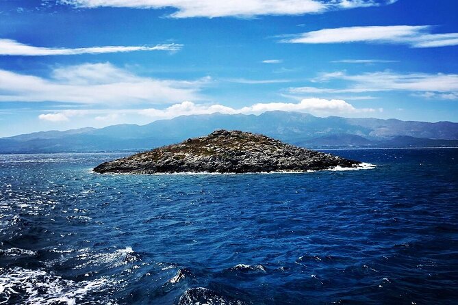 Full Day Boat Cruise to 3 Islands with optional pickup - Stop 1: Pserimos for Beachside Taverna Views and Fish by the Sea