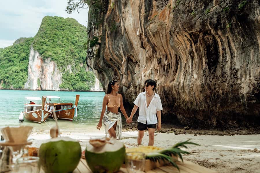 Krabi: Private Luxury Longtail Boat Island Hopping Tour - What happens on the water: beach time, snorkeling, and paddle boarding gear