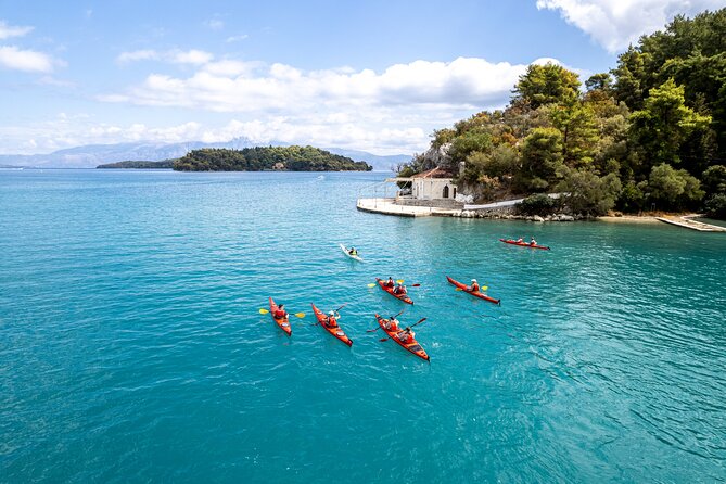 Lefkada, Nydri, Scorpios Kayak Odyssey Island Hopping - Skorpios island: seeing a famous private island from the water