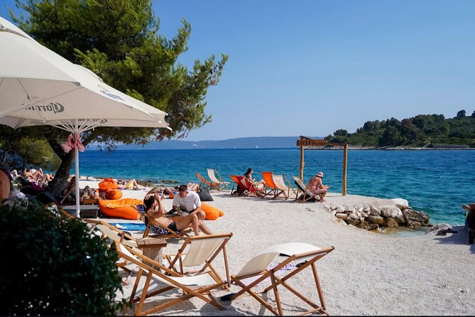 Private boat tour Blue Lagoon and 3 Islands from Trogir or Split - Stop 3: Beach Bar Borkko for drinks, snorkeling, and that long sun-soak